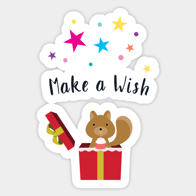 A Cute Squirrel Makes a wish Sticker by Anicue